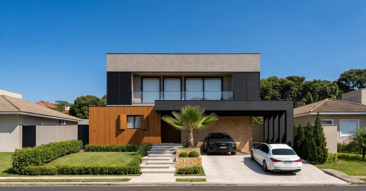 Sala de estar da Casa Mardini, projeto de Mateus Sohne Arquitetura